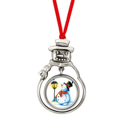 JFK Half Dollar Snowman Ornament With Colorized Snowman Coin