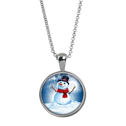 Holiday Snowman Colorized Quarter Silvertone Pendant