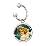 Holiday Angel Colorized JFK Half Dollar Silvertone Keychain