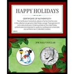 Happy Holidays Snowman Colorized Half Dollar With 2021 JFK Coin Set