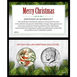 Merry Christmas Colorized Vintage Santa Half Dollar With 2021 JFK Coin Set