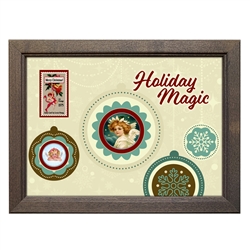 Holiday Magic Colorized Angels Half Dollar and Nickel Coins with Stamp in Wood Frame