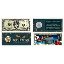 Jingle All The Way Vintage Santa Colorized Coin and Currency Collection