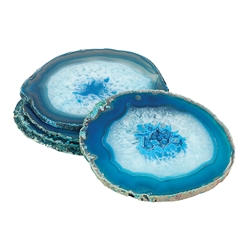 Teal Agate Coasters With Raw Edges- set of 4