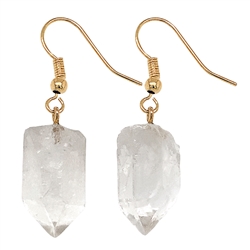 Crystal Quartz Point Nugget Earrings