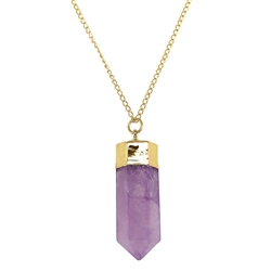 Amethyst Pencil Point Gold Plated Necklace