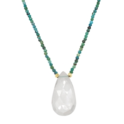 Crystal Pendant and Turquoise Bead Necklace