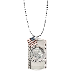 Buffalo Nickel Dog Tag Pendant Coin Necklace