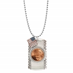 Union Shield Penny Dog Tag Pendant Coin Necklace