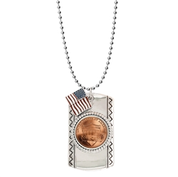 Union Shield Penny Dog Tag Pendant Coin Necklace