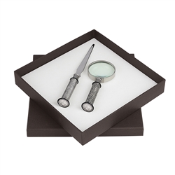 Silver Barber Dime Letter Opener and Magnifying Glass Gift Set