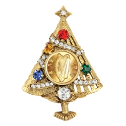 Irish Coin Christmas Tree Brooch