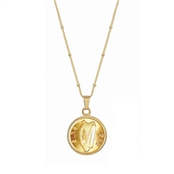 Gold Layered Irish Half Penny Goldtone Pendant