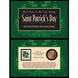 St. Patrick's Day Coin and Stamp Collectible Greeting Card