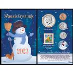 2023 Snowman Coin Collectible Greeting Card