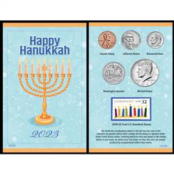 2023 Hanukkah Stamp and Coin Collectible Greeting Card
