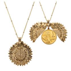 Sunflower Gold Layered Butterfly Coin Necklace