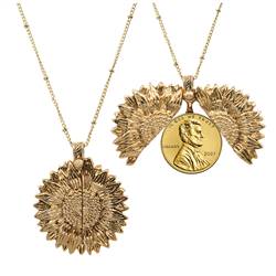 Sunflower Gold Layered 2023 Lincoln Penny Coin Necklace