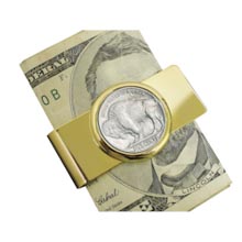 Goldtone Buffalo Nickel Coin Moneyclip Coin Jewelry