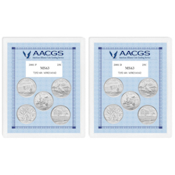 2001P & 2001D Statehood Quarters Graded MS63 Brilliant Uncirculated