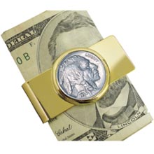 Buffalo Nickel Goldtone Moneyclip