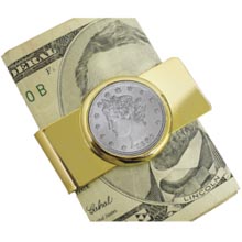 1800's Liberty Nickel Goldtone Moneyclip