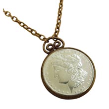 Morgan Dollar Replica in Coppertone Pendant 30" Chain
