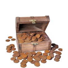 Treasure Chest of 1 Lb of Lincoln Wheat-Ear Pennies