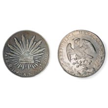 Silver Cap & Rays 8 Reales from Mexico