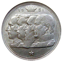 Silver Belgium 100 Franc Coin