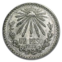 Silver Mexican Peso Cap and Rays