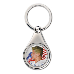 Colorized 1964 "First-Year-of-Issue" Silver JFK Half Dollar Coin Keychain Coin Jewelry