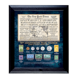 New York Times Pearl Harbor 70th Anniversary Coin and Stamp Collection Framed