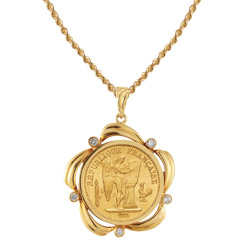 French Angel Coin Pendant