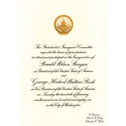 Official Ronald Reagan First Presidential Inauguration Invitation
