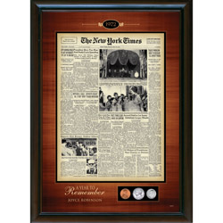 Personalized New York Times Framed Front Page with U.S. Mint Coins