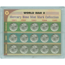 World War II Silver Mercury Dime Mint Mark Collection