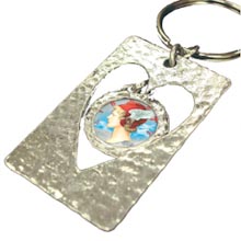 Cut Out Heart Colorized Silver Mercury Dime Keychain