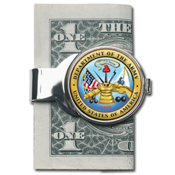 Silver-Toned Moneyclip W/Colorized Army JFK Half Dollar