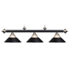 Matte Black & Stainless Three-light Billiard Pendant Light