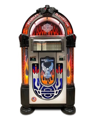 Rock-Ola Bubbler Harley-Davidson Flames CD Jukebox - Brushed Aluminum