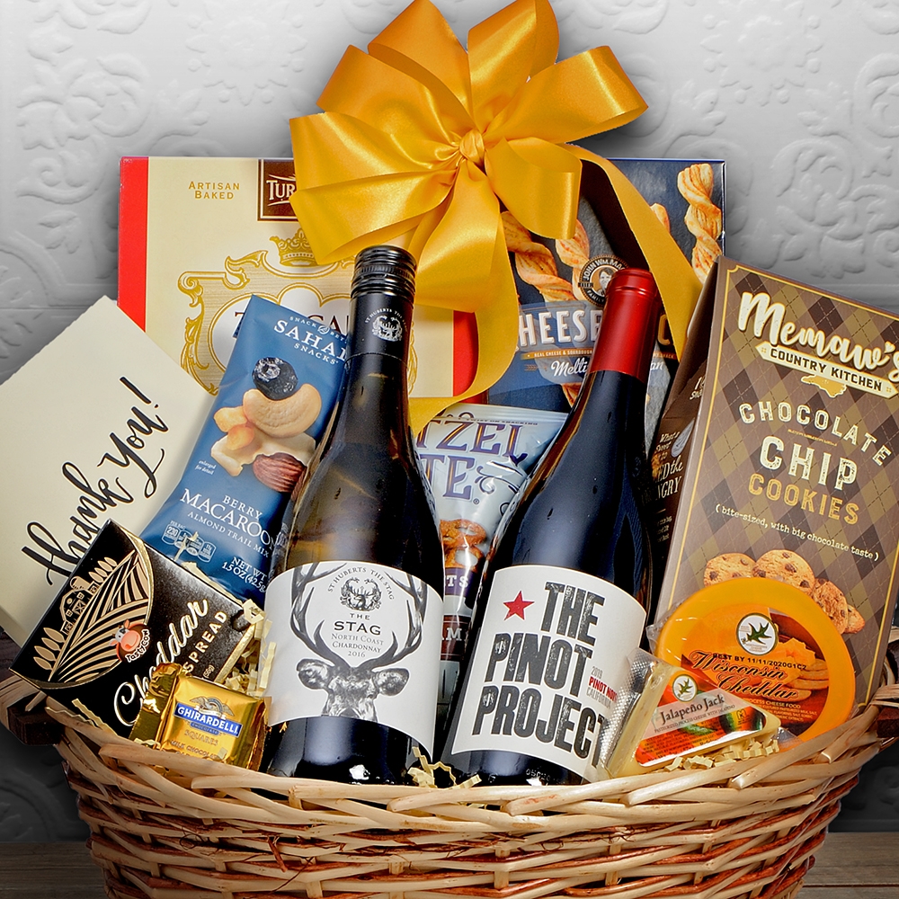 Wine Gift Baskets - Red and White Wine Duo Basket