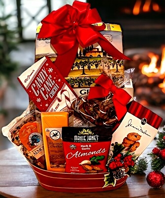 Joyful Greetings Holiday Gift Basket Tin