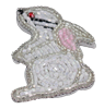 White Beaded Bunny Embroidery Patch