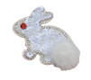 White Sequin Bunny Embroidery Patch