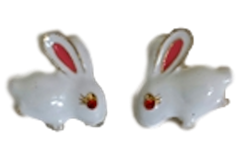 White Rabbit Inlaid with Crystal Eyes Earrings