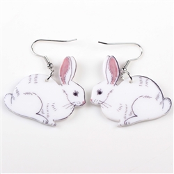 White Acrylic Bunny Dangle Earrings