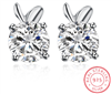 .925 Sterling Silver and CZ Bunny Stud Earrings