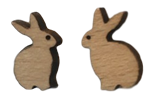 Wood Bunny Stud Earrings