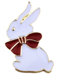 White Bunny with Red Bow Pin